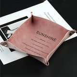 PU Leather Jewelry Tray Organizer Box Storage Coin Key Trinket Sundries Case