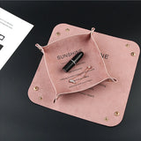 PU Leather Jewelry Tray Organizer Box Storage Coin Key Trinket Sundries Case