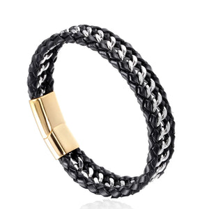 Stylish Men's PU Leather Bracelet Detachable Fashionable Wrist Chain