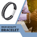 Stylish Men's PU Leather Bracelet Detachable Fashionable Wrist Chain