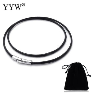 PU Leather Long Necklace Cowhide Jewelry with Clasp
