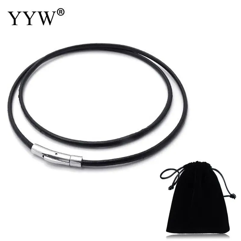 PU Leather Long Necklace Cowhide Jewelry with Clasp