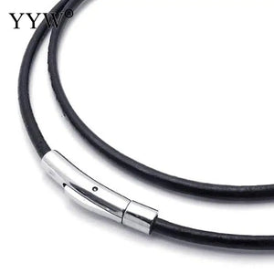 PU Leather Long Necklace Cowhide Jewelry with Clasp