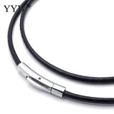 PU Leather Long Necklace Cowhide Jewelry with Clasp