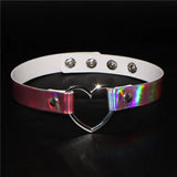 PU Leather Punk Heart Chocker Necklace for Women