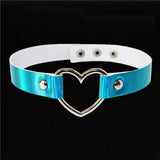 PU Leather Punk Heart Chocker Necklace for Women