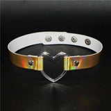 PU Leather Punk Heart Chocker Necklace for Women