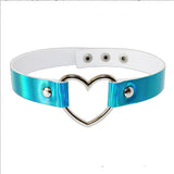 PU Leather Punk Heart Chocker Necklace for Women