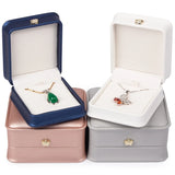 PU Leather Ring Jewelry Organizer Box Crown Clasp European Style