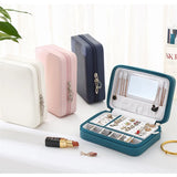 Portable PU Leather Jewelry Box Earrings Rings Necklace Organizer