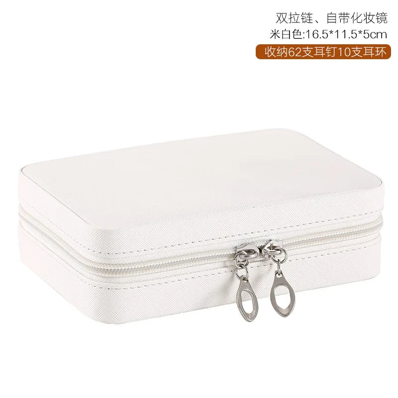 Portable PU Leather Jewelry Box Earrings Rings Necklace Organizer