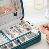 Portable PU Leather Jewelry Box Earrings Rings Necklace Organizer