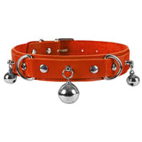 PU Leather Small Bell Choker Necklace Punk Style Women Torques