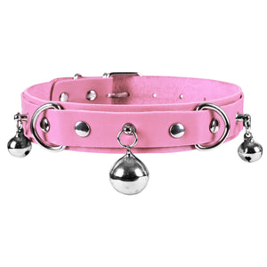 PU Leather Small Bell Choker Necklace Punk Style Women Torques