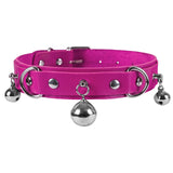 PU Leather Small Bell Choker Necklace Punk Style Women Torques