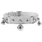 PU Leather Small Bell Choker Necklace Punk Style Women Torques