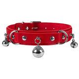 PU Leather Small Bell Choker Necklace Punk Style Women Torques