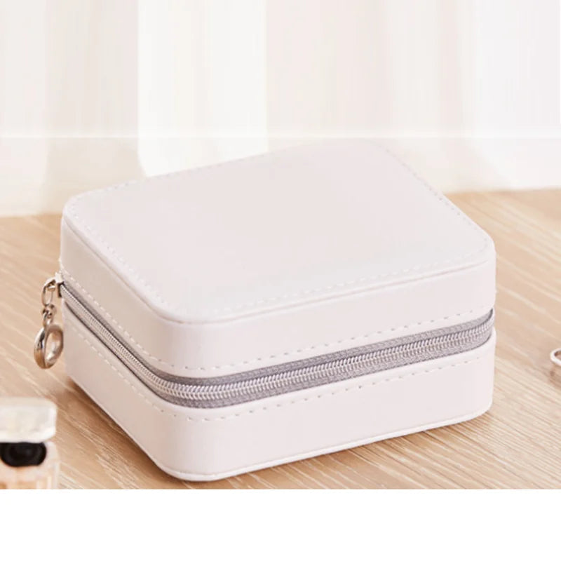 PU Leather Square JewelryTravel Jewelry Case Boxes Travel Portable Jewelry Box