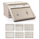 PU Leather Stackable Jewelry Display Trays Showcase Organizer Storage