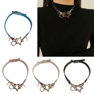Star Pendant Short Necklace for Women Cosplay Choker Collar Girls Party Jewelry