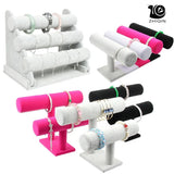 PU Velvet Jewelry Bracelet Storage Display Chain Watch T-Bar Rack Organizer