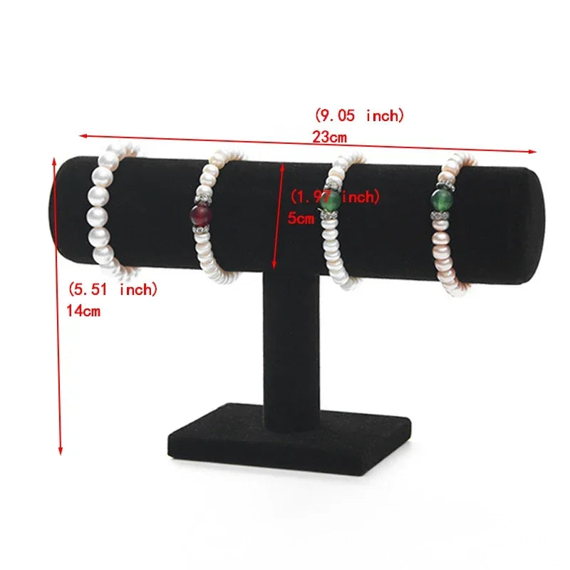 PU Velvet Jewelry Bracelet Storage Display Chain Watch T-Bar Rack Organizer