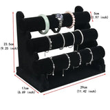 PU Velvet Jewelry Bracelet Storage Display Chain Watch T-Bar Rack Organizer
