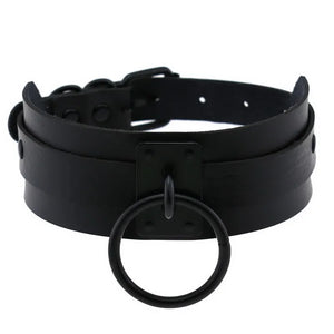 PU leather ring collar Chokers Necklaces women neck chain