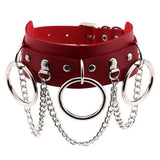 PU Leather Chain Necklace Punk O-Ring Chain Collar Sexy Choker