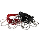 PU Leather Chain Necklace Punk O-Ring Chain Collar Sexy Choker