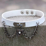 Vintage PU Leather Heart Choker Necklace Women Goth Jewelry