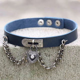 Vintage PU Leather Heart Choker Necklace Women Goth Jewelry
