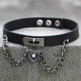 Vintage PU Leather Heart Choker Necklace Women Goth Jewelry