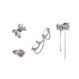 PUNKI Pink CZ Crystal Ear Cuff Clip Earrings Without Piercing