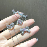 PUNKI Pink CZ Crystal Ear Cuff Clip Earrings Without Piercing