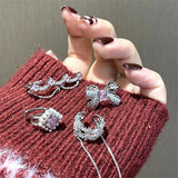 PUNKI Pink CZ Crystal Ear Cuff Clip Earrings Without Piercing