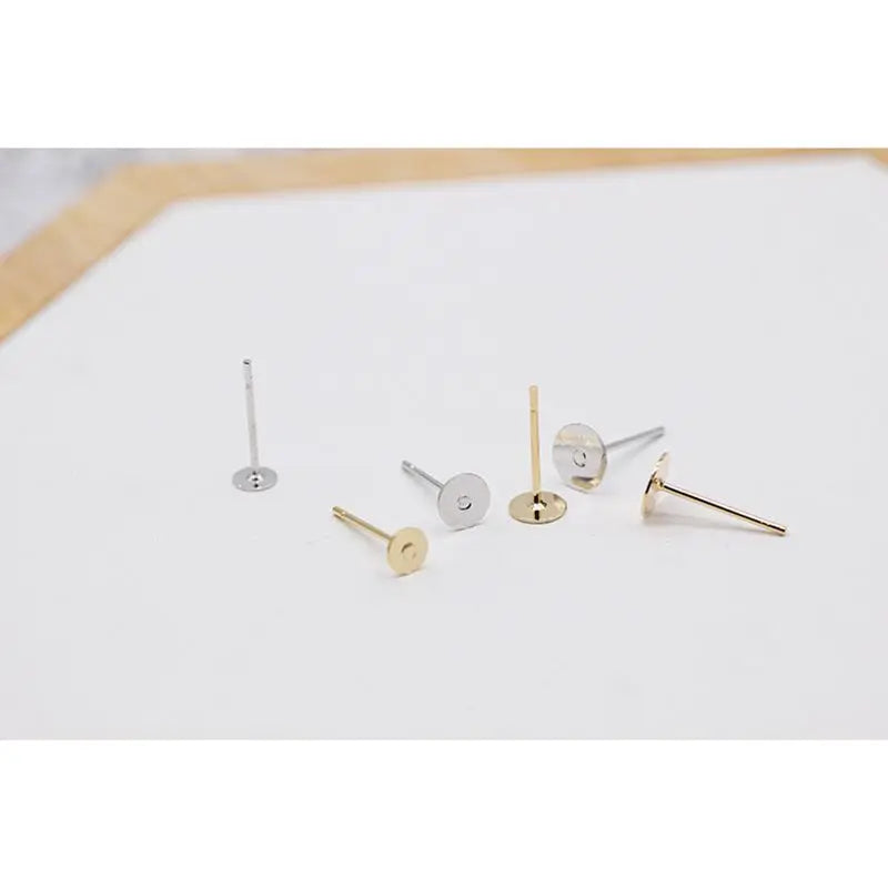 18K Copper Plated Flat Head Earrings DIY Hand Material Base Parts 20