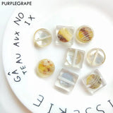 Japanese Acrylic Square Round Shell DIY Earrings Jewelry Material 8 Packs