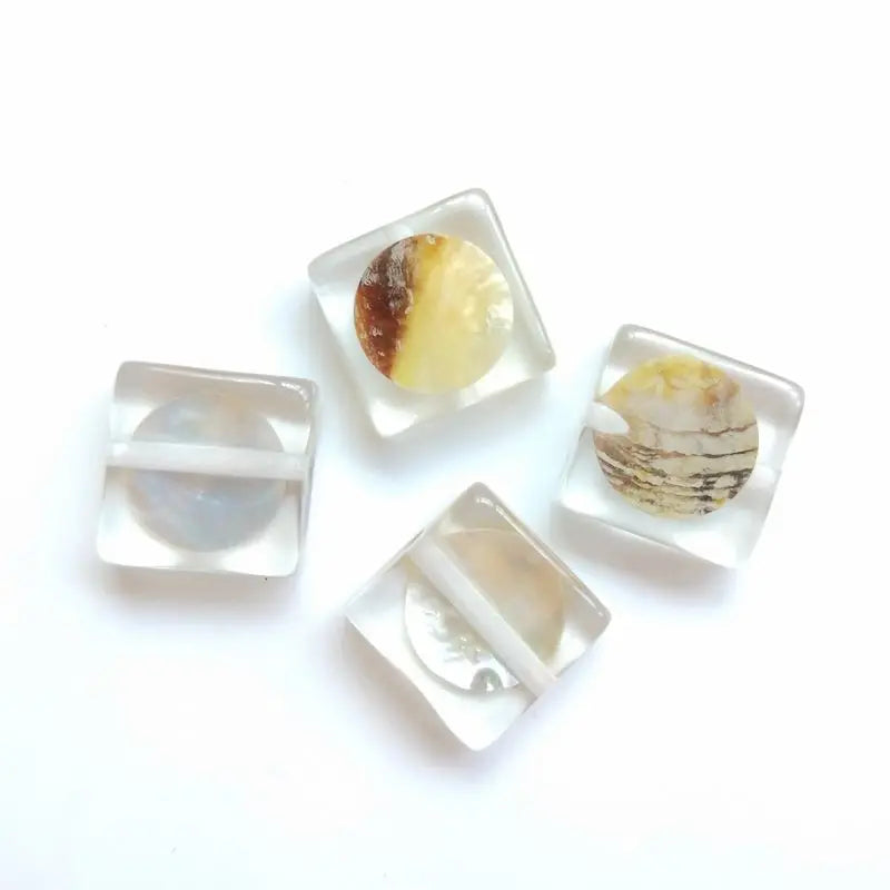 Japanese Acrylic Square Round Shell DIY Earrings Jewelry Material 8 Packs
