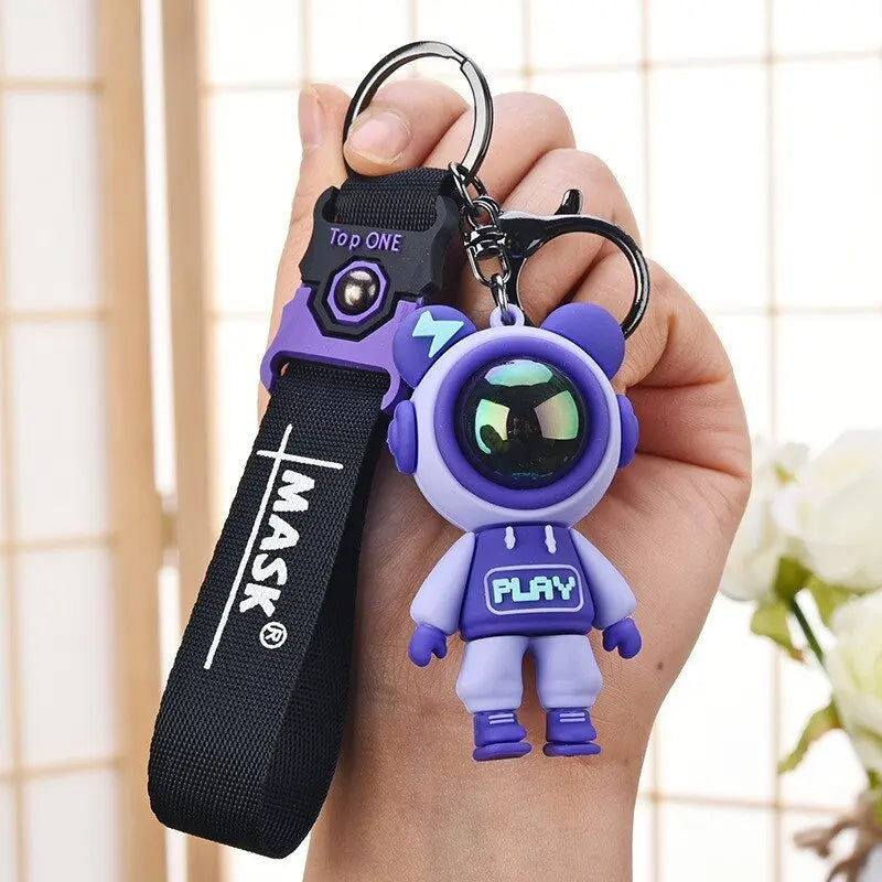 Astronaut Bears Key Chains Animal Keyring Holder for Car Jewelry Gift