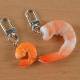 PVC Shrimp Meat Key Chains Creative Food Keychain For Women Bag Pendant