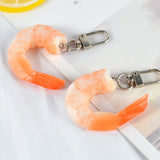 PVC Shrimp Meat Key Chains Creative Food Keychain For Women Bag Pendant