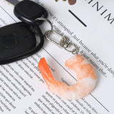 PVC Shrimp Meat Key Chains Creative Food Keychain For Women Bag Pendant