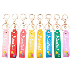 Cartoon Good Luck Keychain Wristlet Strap Key Ring for Women Girls Kids
