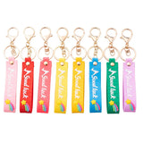 Cartoon Good Luck Keychain Wristlet Strap Key Ring for Women Girls Kids