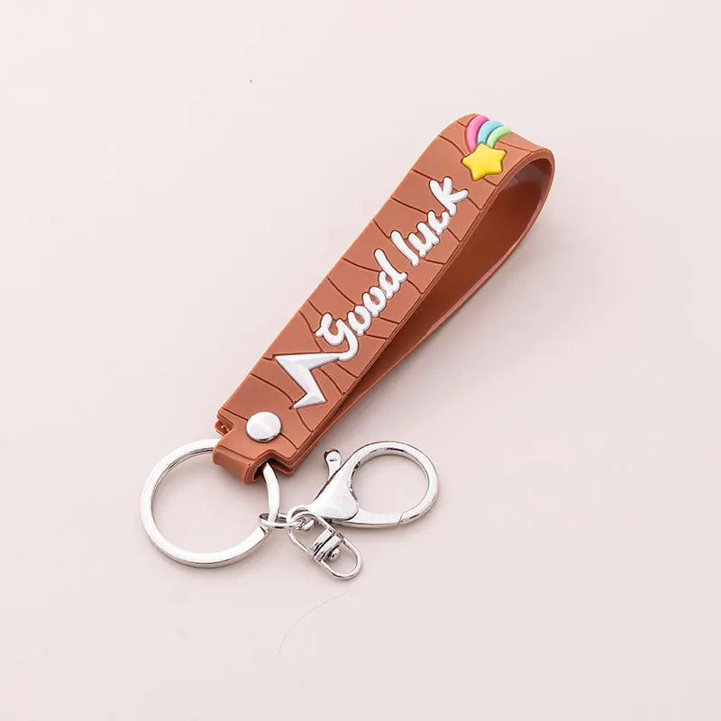 Cartoon Good Luck Keychain Wristlet Strap Key Ring for Women Girls Kids