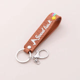 Cartoon Good Luck Keychain Wristlet Strap Key Ring for Women Girls Kids
