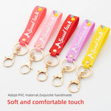 Cartoon Good Luck Keychain Wristlet Strap Key Ring for Women Girls Kids