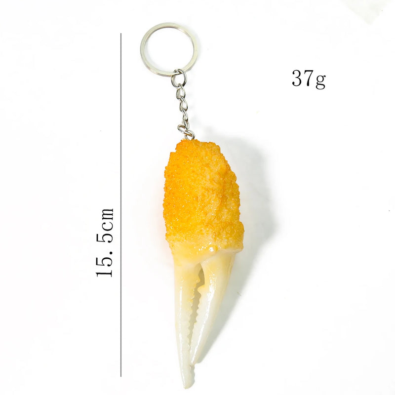 PVC Tempura Food Crab Claw Keychain Pincers Pendant Lobster Leg Key Ring
