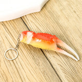 PVC Tempura Food Crab Claw Keychain Pincers Pendant Lobster Leg Key Ring